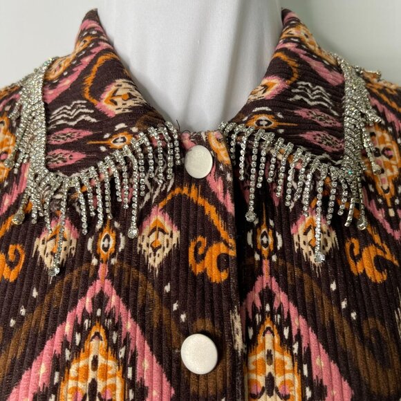 Savanna Jane Women's Brown Pink Button Down Geometric Print Jacket Size Small - Picture 8 of 11